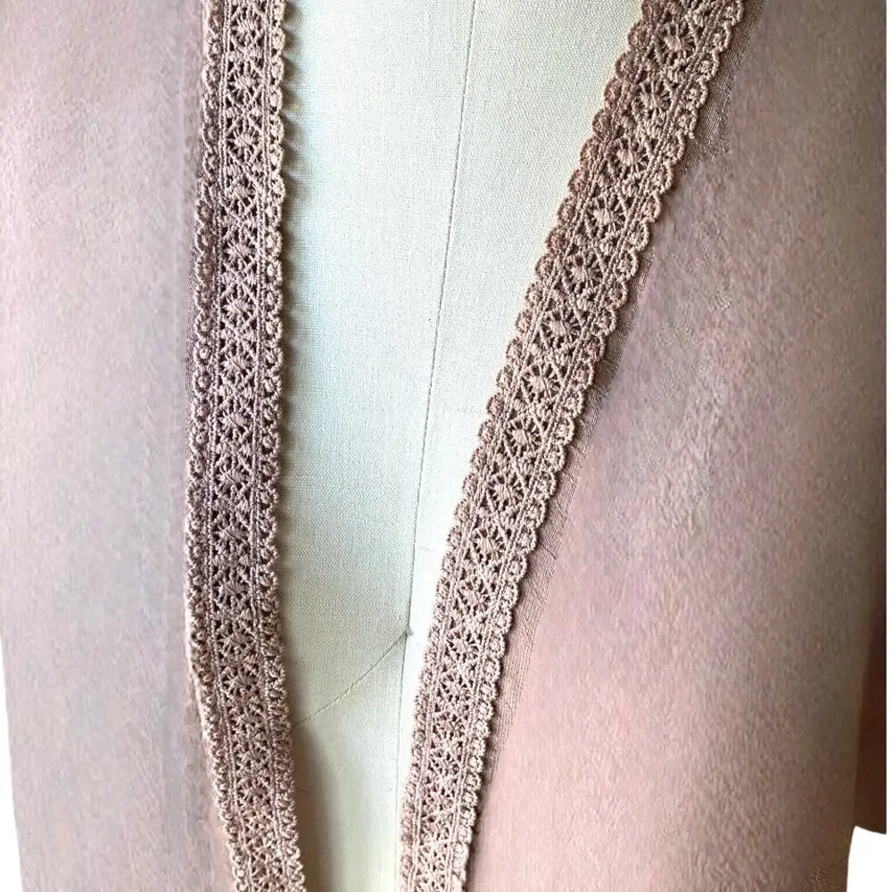 STEVE MADDEN Rose Pink Mauve Boho Shawl Cape Bohemian Kimono Wrap ~ OSFM